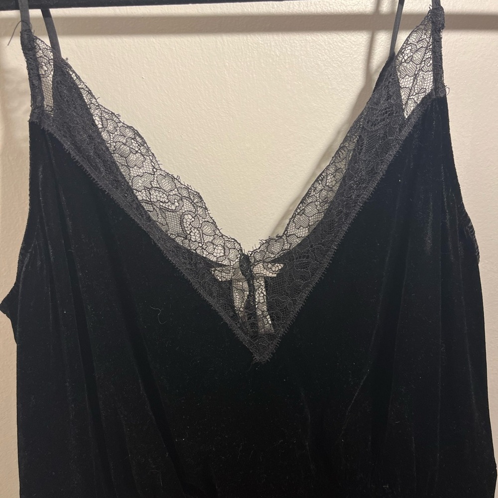 H&M Black Lace Trim Velvet Jumpsuit - Picture 12 of 12